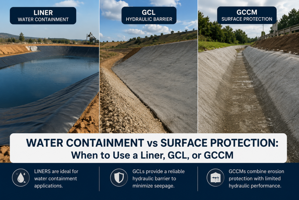 Water Containment vs Surface Protection When to Use a Liner, GCL, or GCCM