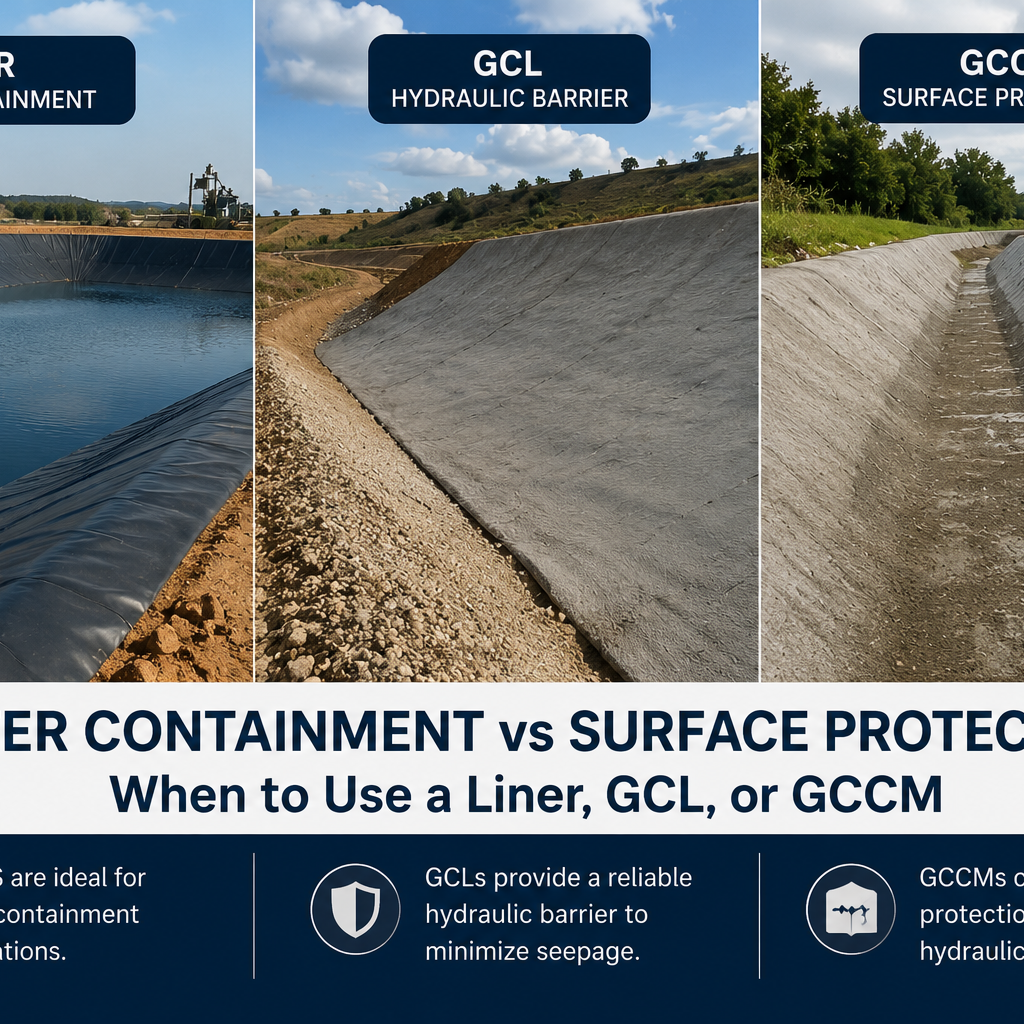 Water Containment vs Surface Protection: When to Use a Liner, GCL, or GCCM